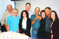 Left to right: Ned Amezdroz, Audrey Amezdroz, Diane Amezdroz, Brett Amezdroz, Billy Watson, Helen Watson, Graeme Egan & Rosie Egan.